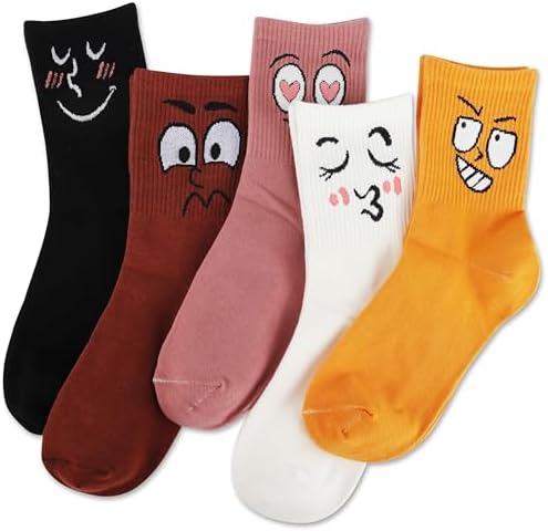 5 Pack Emotion Face Socks for Women…