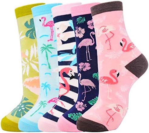 5 Pairs Flamingo Socks for Women Cute…
