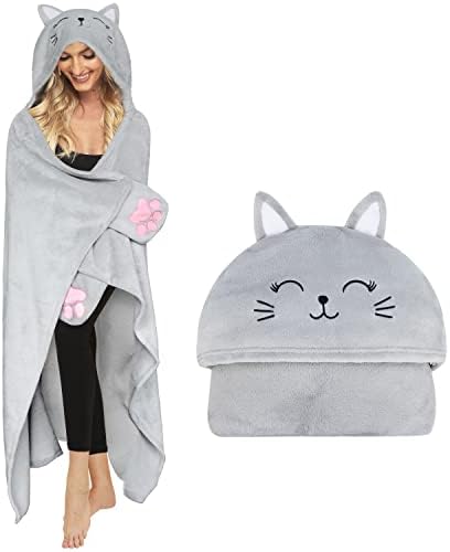 Cat Wearable Blanket Hoodie Cute Gifts…